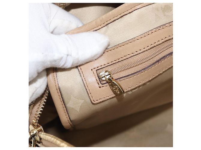 MCM Logogram Vicetos Backpack PVC Leather Beige Gold Silver Auth BA11136 Silvery Golden - view 25