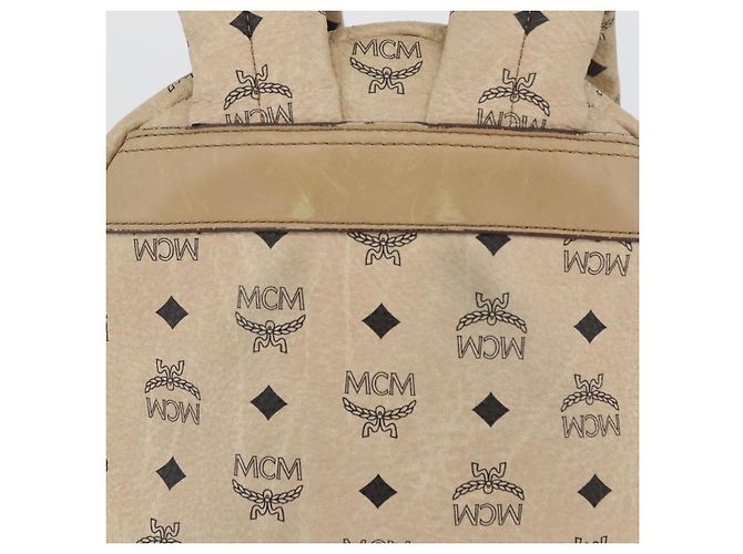 MCM Logogram Vicetos Backpack PVC Leather Beige Gold Silver Auth BA11136 Silvery Golden - view 4