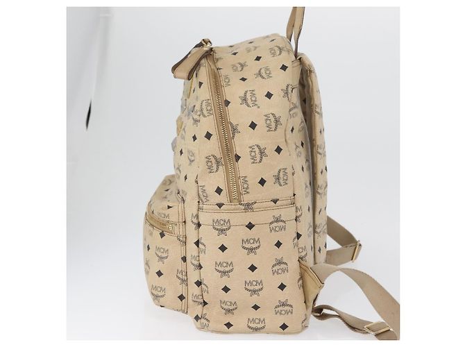 MCM Logogram Vicetos Backpack PVC Leather Beige Gold Silver Auth BA11136 Silvery Golden - view 5