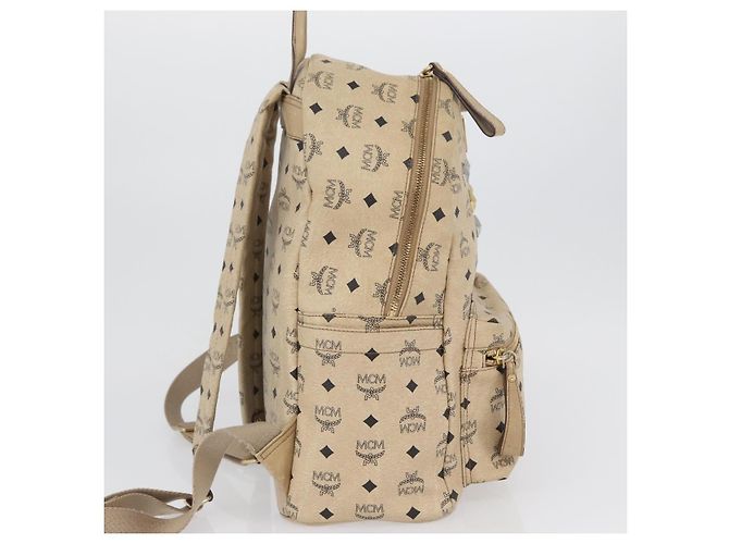 MCM Logogram Vicetos Backpack PVC Leather Beige Gold Silver Auth BA11136 Silvery Golden - view 6
