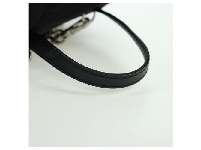 PRADA Borsa a Spalla con Catena Nylon Nero Argento Auth 171449M - vista 15