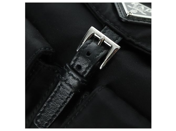 PRADA Borsa a Spalla con Catena Nylon Nero Argento Auth 171449M - vista 20