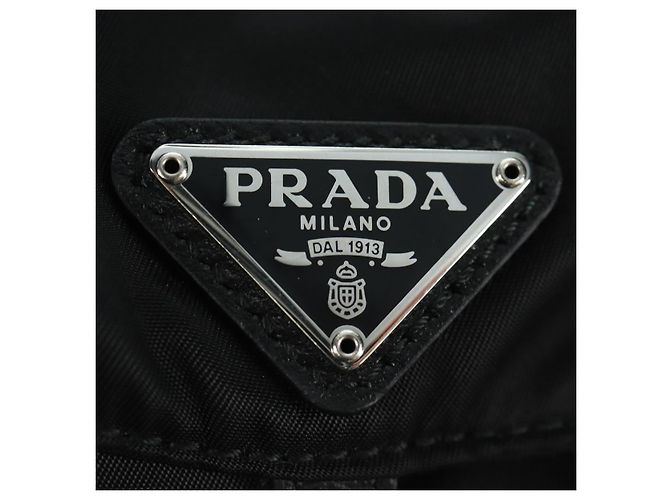 PRADA Borsa a Spalla con Catena Nylon Nero Argento Auth 171449M - vista 21
