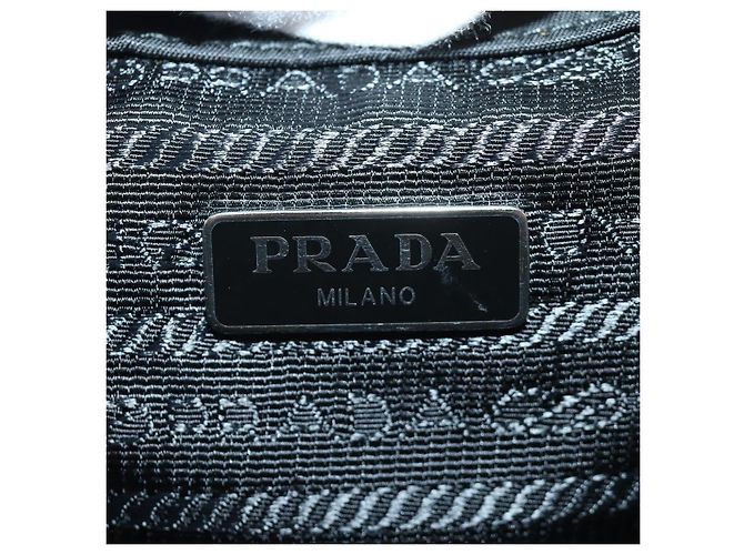 PRADA Borsa a Spalla con Catena Nylon Nero Argento Auth 171449M - vista 23
