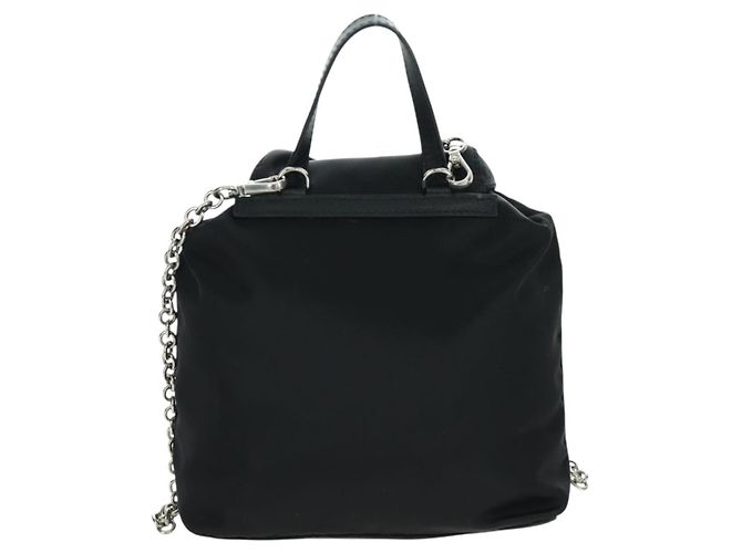 PRADA Borsa a Spalla con Catena Nylon Nero Argento Auth 171449M - vista 3