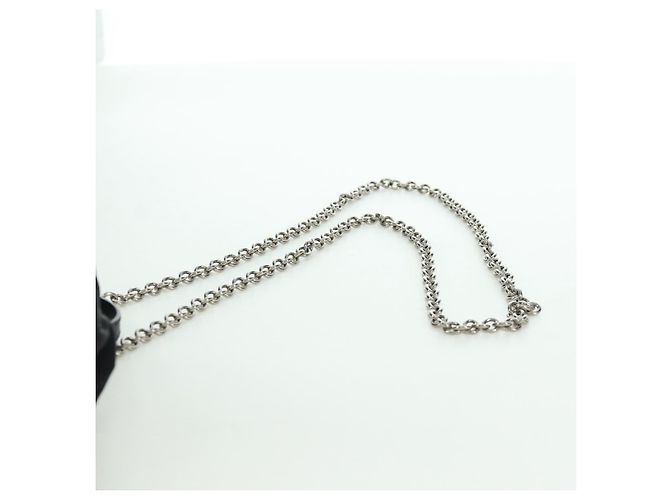 PRADA Borsa a Spalla con Catena Nylon Nero Argento Auth 171449M - vista 8