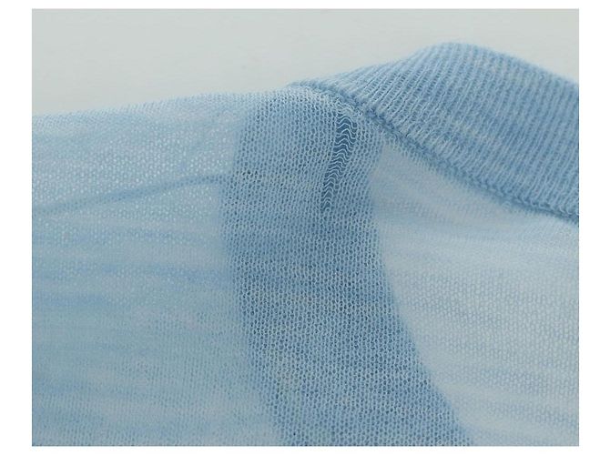 Camiseta de algodón de manga corta en tejidos de punto CHANEL azul claro CC Auth 168330M - vista 11