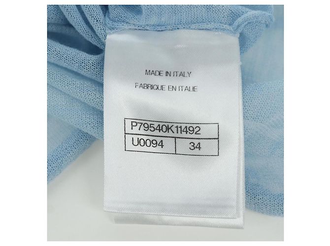 Camiseta de algodón de manga corta en tejidos de punto CHANEL azul claro CC Auth 168330M - vista 14
