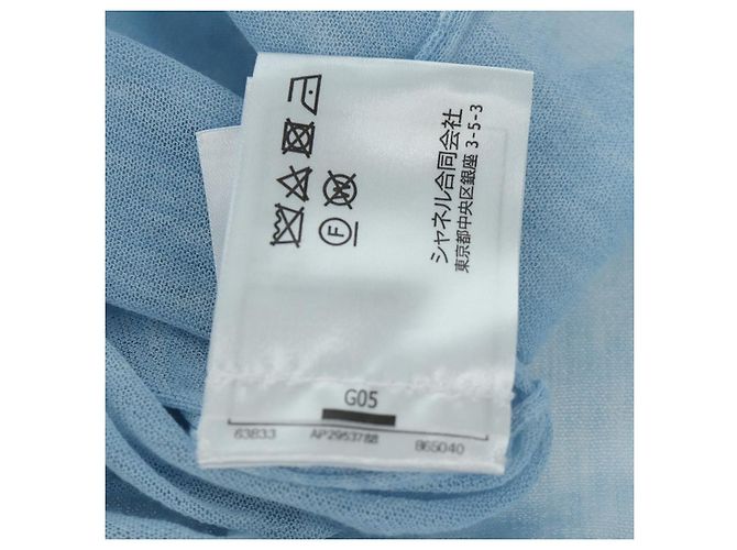 Camiseta de algodón de manga corta en tejidos de punto CHANEL azul claro CC Auth 168330M - vista 16