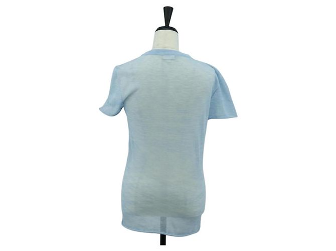Camiseta de algodón de manga corta en tejidos de punto CHANEL azul claro CC Auth 168330M - vista 2