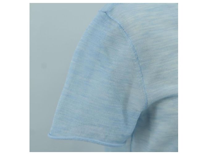 Camiseta de algodón de manga corta en tejidos de punto CHANEL azul claro CC Auth 168330M - vista 6
