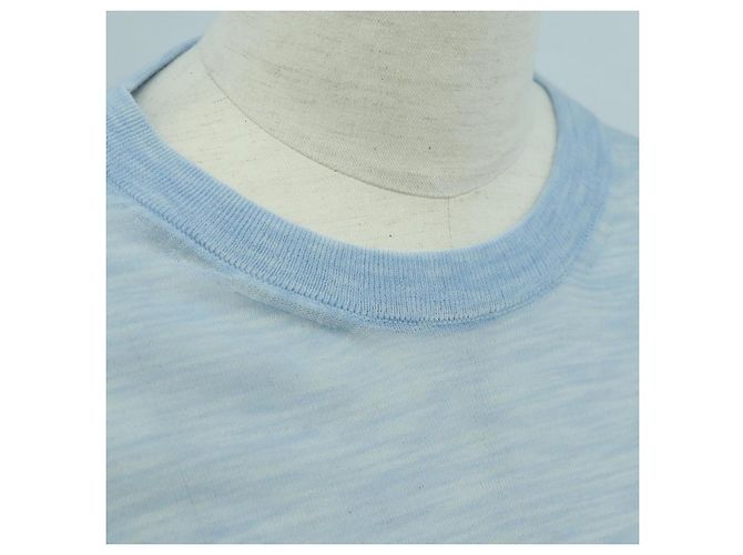 Camiseta de algodón de manga corta en tejidos de punto CHANEL azul claro CC Auth 168330M - vista 7