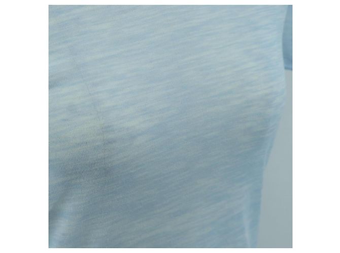 Camiseta de algodón de manga corta en tejidos de punto CHANEL azul claro CC Auth 168330M - vista 8
