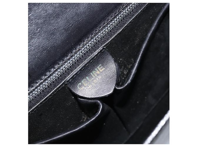 Céline Bolsa de mão CELINE em couro preto e dourado Auth LNZ560A - vista 16