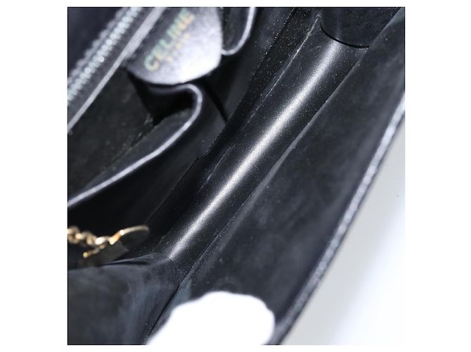 Céline Bolsa de mão CELINE em couro preto e dourado Auth LNZ560A - vista 17