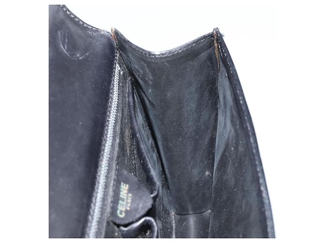 Céline Bolsa de mão CELINE em couro preto e dourado Auth LNZ560A - vista 18