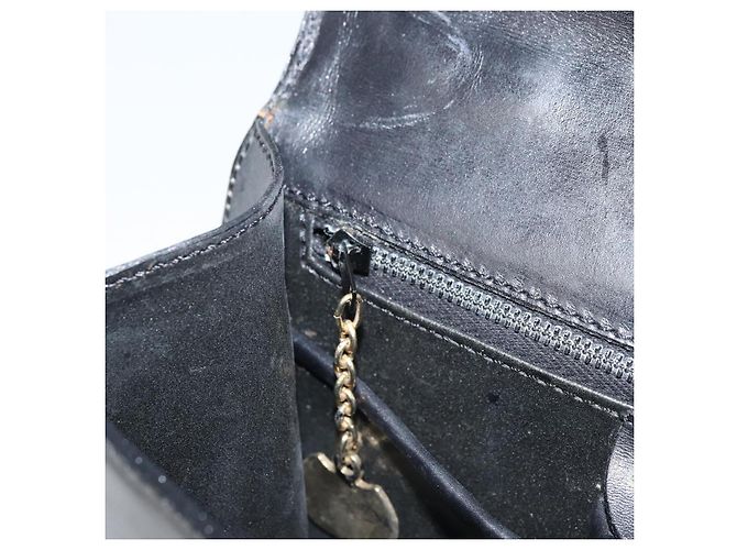 Céline Bolsa de mão CELINE em couro preto e dourado Auth LNZ560A - vista 21