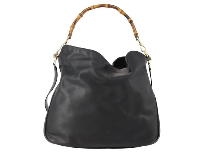 Borsa a Spalla Gucci Bamboo in Pelle 2way Nera Oro 001 1577 2615 Auth 169863 Nero D'oro - vista 3