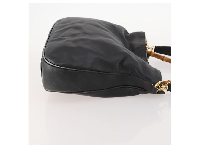 Borsa a Spalla Gucci Bamboo in Pelle 2way Nera Oro 001 1577 2615 Auth 169863 Nero D'oro - vista 4