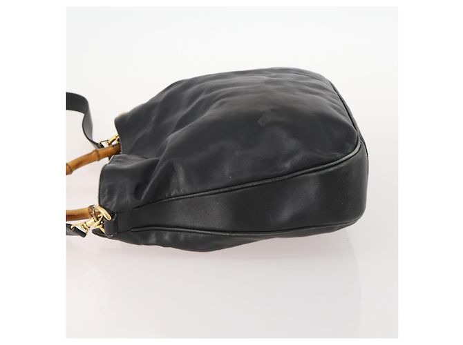 Borsa a Spalla Gucci Bamboo in Pelle 2way Nera Oro 001 1577 2615 Auth 169863 Nero D'oro - vista 5
