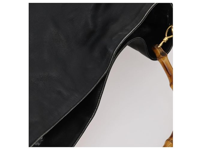 Borsa a Spalla Gucci Bamboo in Pelle 2way Nera Oro 001 1577 2615 Auth 169863 Nero D'oro - vista 6