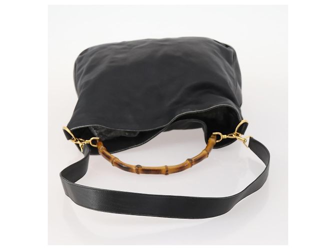 Borsa a Spalla Gucci Bamboo in Pelle 2way Nera Oro 001 1577 2615 Auth 169863 Nero D'oro - vista 7