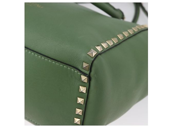 VALENTINO Borsa Rock Studs in pelle 2 in 1 verde oro Auth BA11265 D'oro - vista 19