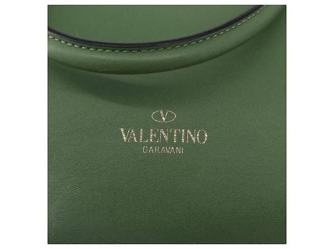 VALENTINO Borsa Rock Studs in pelle 2 in 1 verde oro Auth BA11265 D'oro - vista 20