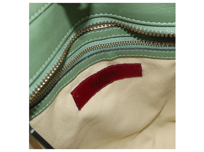VALENTINO Borsa Rock Studs in pelle 2 in 1 verde oro Auth BA11265 D'oro - vista 22