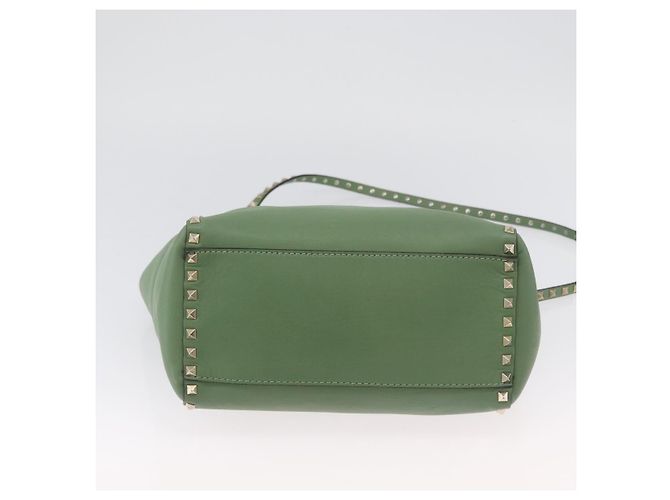 VALENTINO Borsa Rock Studs in pelle 2 in 1 verde oro Auth BA11265 D'oro - vista 5