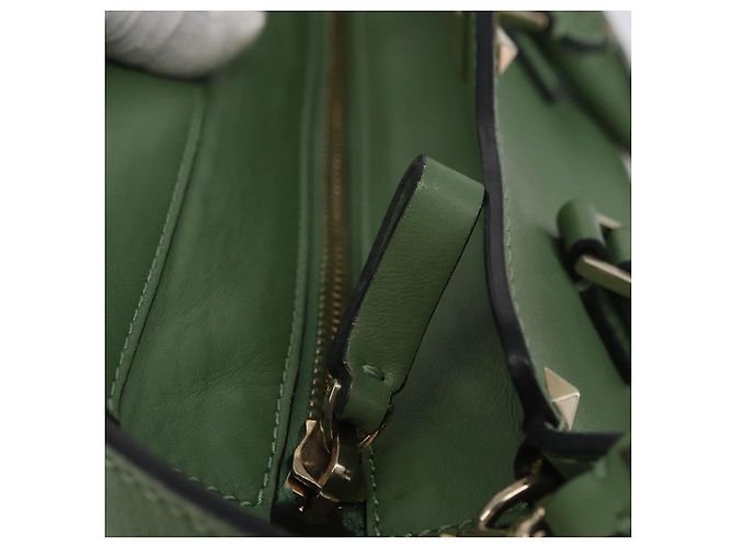 VALENTINO Borsa Rock Studs in pelle 2 in 1 verde oro Auth BA11265 D'oro - vista 9