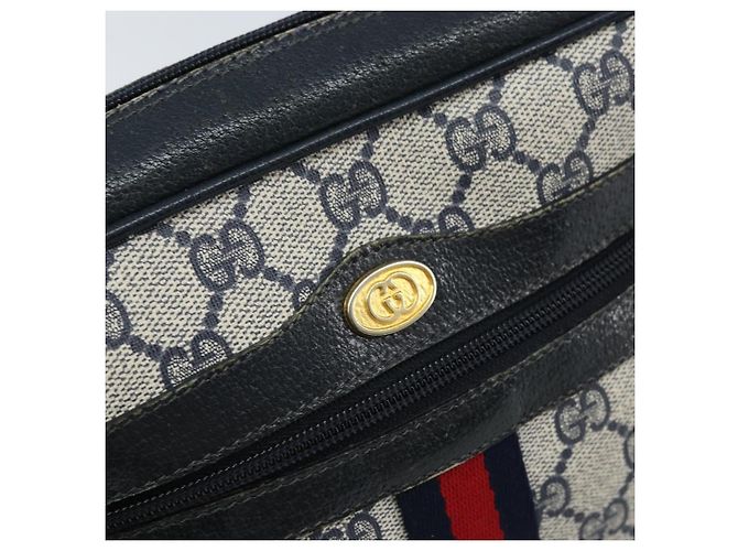 Sac à bandoulière Gucci GG Supreme Sherry Line PVC Marine Or 56 02 004 Auth 173906 Doré Bleu Marine - vue 14