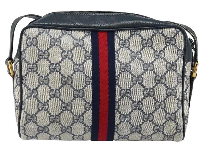 Sac à bandoulière Gucci GG Supreme Sherry Line PVC Marine Or 56 02 004 Auth 173906 Doré Bleu Marine - vue 3