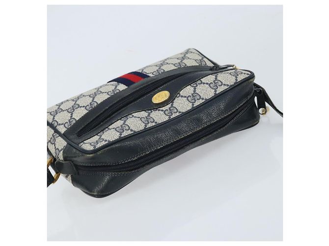 Sac à bandoulière Gucci GG Supreme Sherry Line PVC Marine Or 56 02 004 Auth 173906 Doré Bleu Marine - vue 6