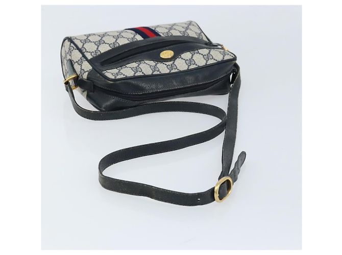 Sac à bandoulière Gucci GG Supreme Sherry Line PVC Marine Or 56 02 004 Auth 173906 Doré Bleu Marine - vue 7