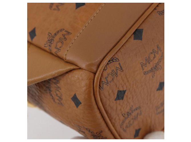MCM Vicetos Zaino Logogram in pelle PVC marrone oro Auth BA11051 D'oro - vista 14