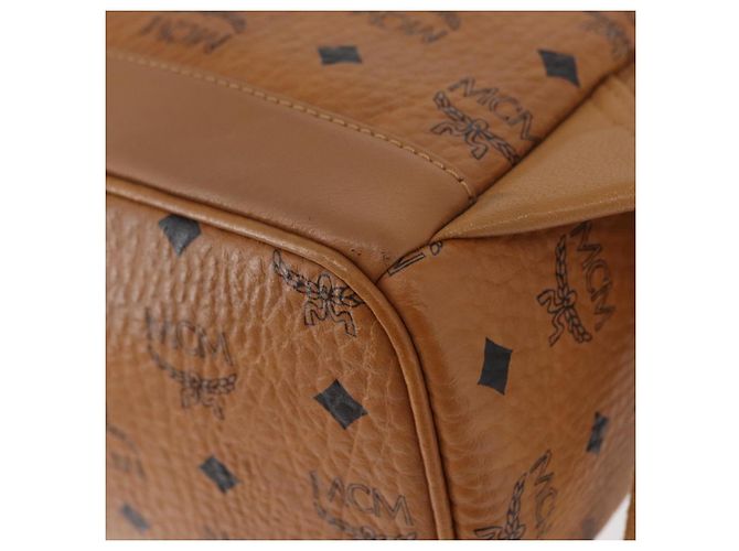 MCM Vicetos Zaino Logogram in pelle PVC marrone oro Auth BA11051 D'oro - vista 15