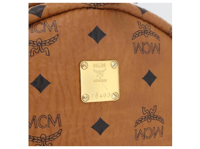 MCM Vicetos Zaino Logogram in pelle PVC marrone oro Auth BA11051 D'oro - vista 16