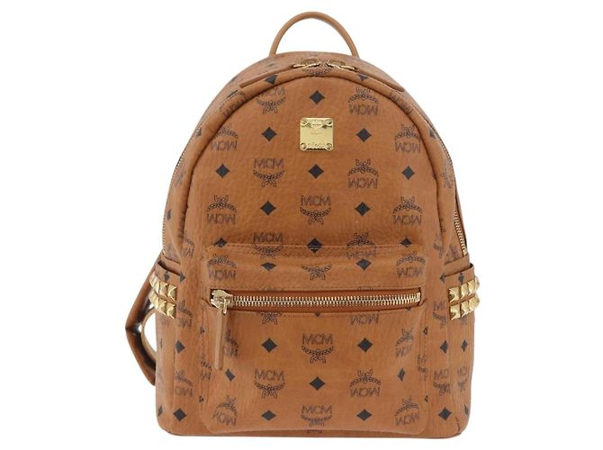MCM Vicetos Zaino Logogram in pelle PVC marrone oro Auth BA11051 D'oro - vista 2
