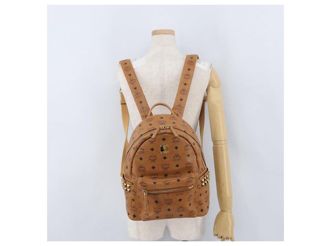 MCM Vicetos Zaino Logogram in pelle PVC marrone oro Auth BA11051 D'oro - vista 27