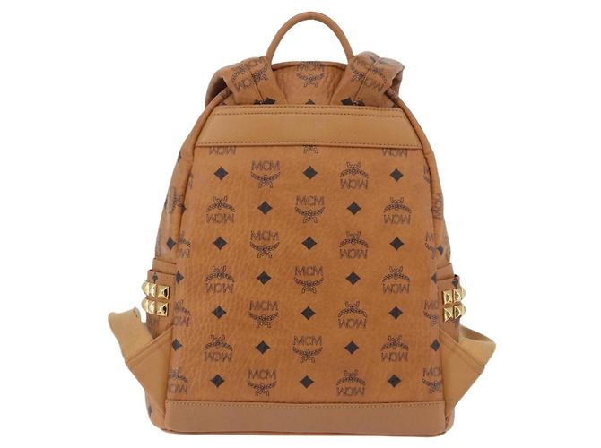 MCM Vicetos Zaino Logogram in pelle PVC marrone oro Auth BA11051 D'oro - vista 3