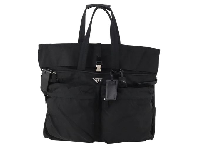 PRADA Funda para prendas de nylon negro plateado Auth bs33522 Plata - vista 2