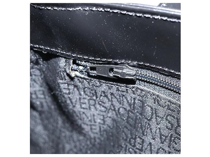 Borsa Tote Gianni Versace in pelle verniciata nera e oro Auth BA10900 Nero D'oro - vista 19