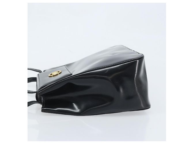 Borsa Tote Gianni Versace in pelle verniciata nera e oro Auth BA10900 Nero D'oro - vista 5