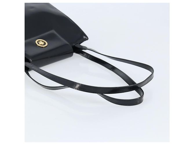 Borsa Tote Gianni Versace in pelle verniciata nera e oro Auth BA10900 Nero D'oro - vista 7
