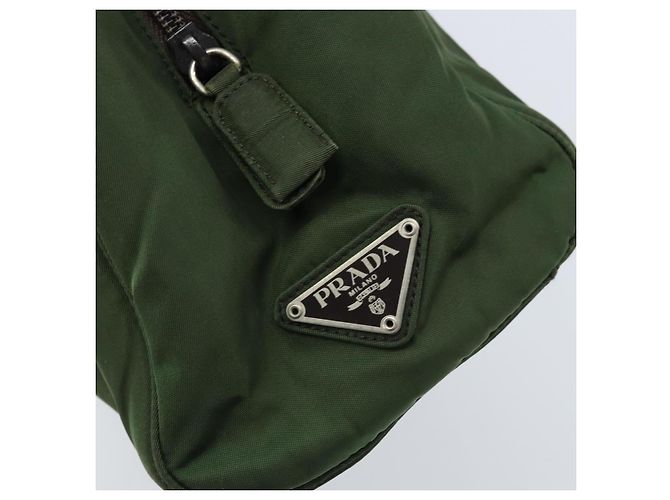 PRADA Borsa a mano in nylon khaki argento autentica 166225 Cachi - vista 14