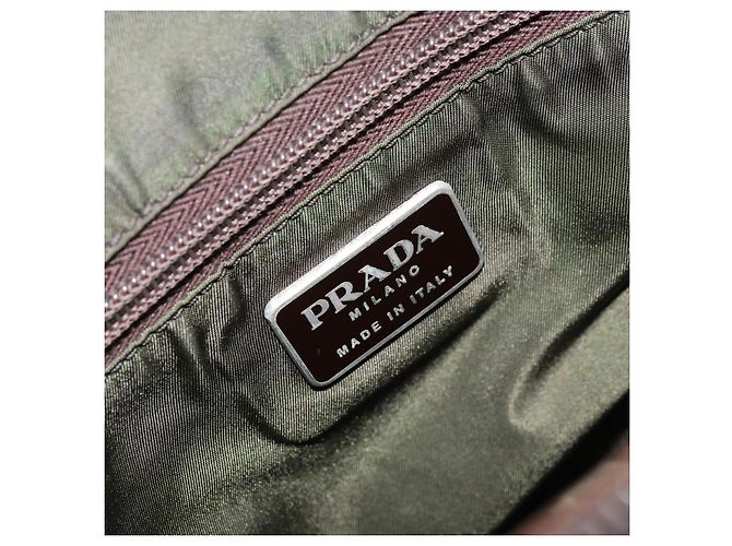 PRADA Borsa a mano in nylon khaki argento autentica 166225 Cachi - vista 15