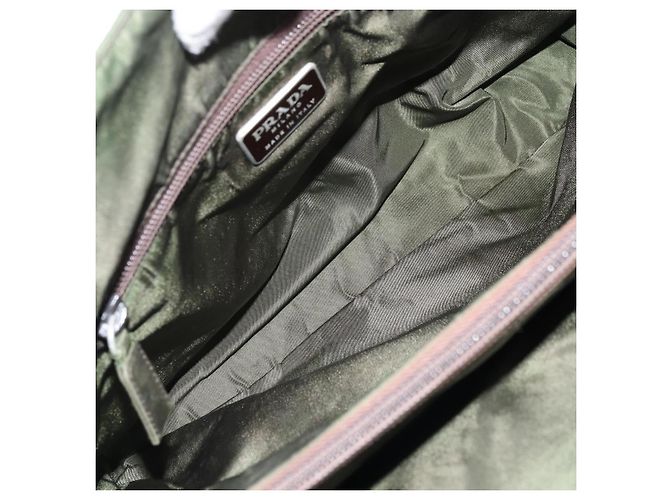 PRADA Borsa a mano in nylon khaki argento autentica 166225 Cachi - vista 16