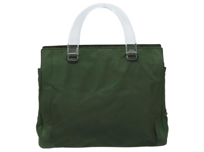 PRADA Borsa a mano in nylon khaki argento autentica 166225 Cachi - vista 2