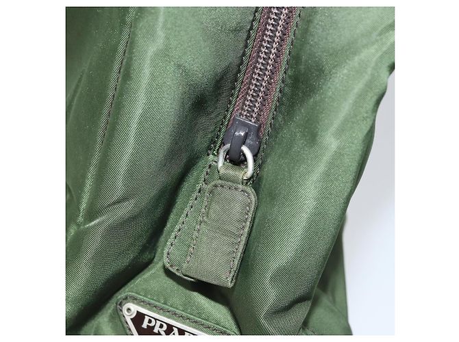 PRADA Borsa a mano in nylon khaki argento autentica 166225 Cachi - vista 21